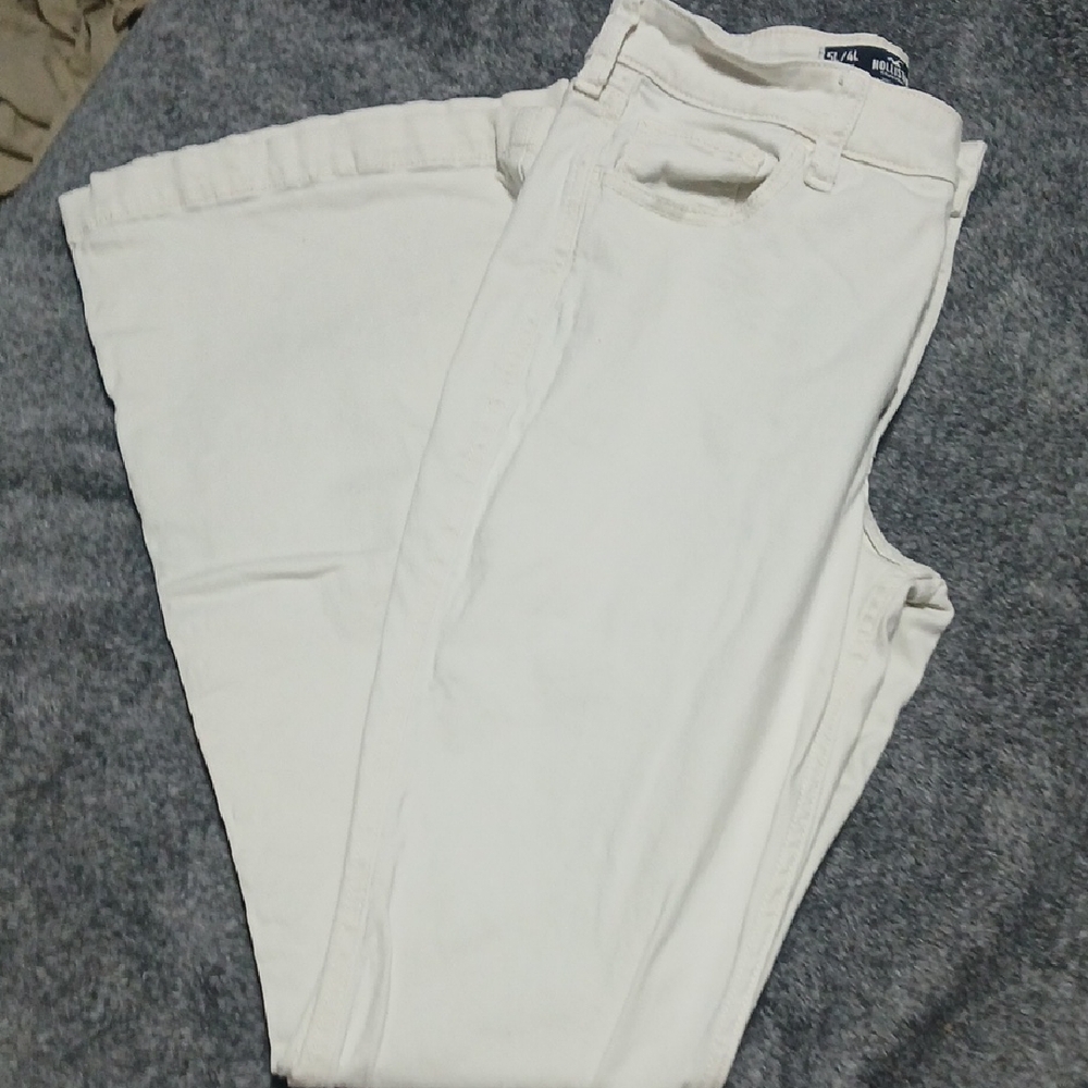 Hollister Cream Flare Wide Leg Jeans
